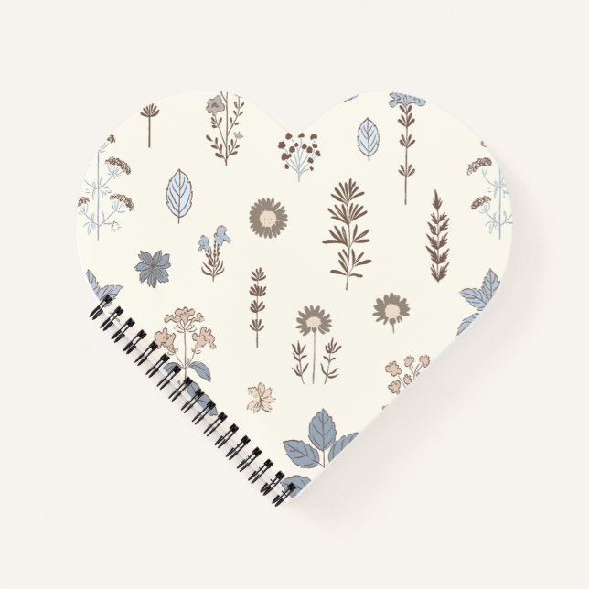 Rustic Herbs Blue Brown Notebook (Front)
