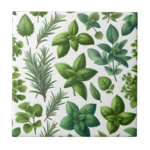 Rustic Herbs Farmhouse Kitchen Decor Ceramic Tile