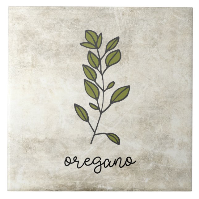 Rustic Herbs Oregano Farmhouse Ceramic Tile (Front)