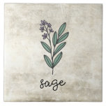 Rustic Herbs Sage Farmhouse Ceramic Tile<br><div class="desc">Sage herbs on a rustic background.  Simple script. Simple watercolor graphic was used to make this farmhouse ceramic tile.</div>