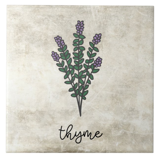 Rustic Herbs Thyme Farmhouse Ceramic Tile (Front)