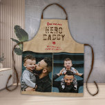 Rustic Hero Daddy Father`s Day 2 Photo Collage Apron<br><div class="desc">Rustic You are my Hero Daddy Father`s Day 2 Photo Collage Apron. The background is rustic beige and the text is trendy typography. Personalized apron for a dad. Add 2 photos and your names. You can change daddy to dad, pap, papa, ... . Perfect gift for a father on a...</div>
