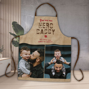 Rustic Hero Daddy Father`s Day 2 Photo Collage Apron