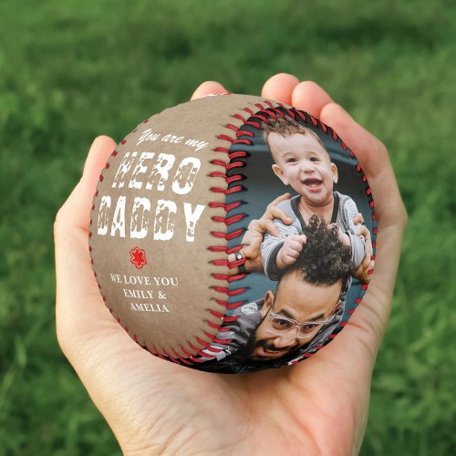 Rustic Hero Daddy Fathers Day 2 Photo Collage  Baseball