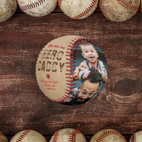 Rustic Hero Daddy Fathers Day 2 Photo Collage Baseball