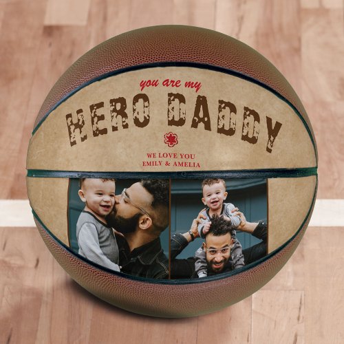 Rustic Hero Daddy Fathers Day 2 Photo Collage Basketball