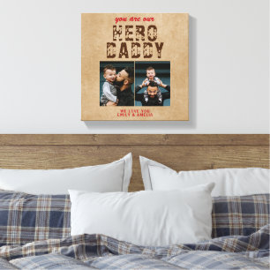 Rustic Hero Daddy Father`s Day 2 Photo Collage Canvas Print