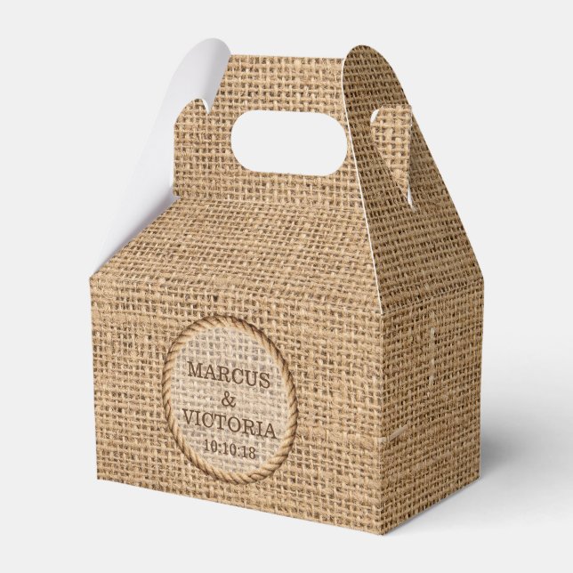 Rustic Hessian Country Wedding Favor Boxes (Front Side)
