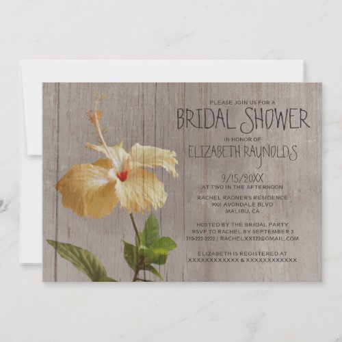 Rustic Hibiscus Bridal Shower Invitations
