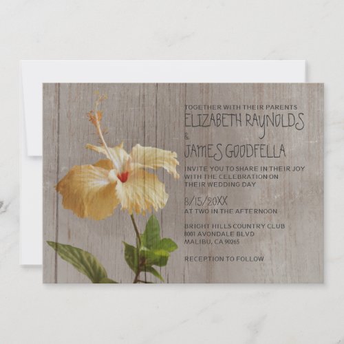 Rustic Hibiscus Wedding Invitations