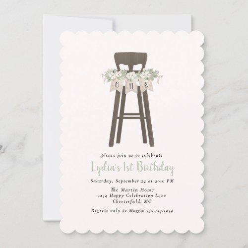 Rustic High Chair First Birthday Invitation