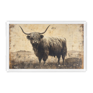 Rustic Highland Cattle Acrylic Tray