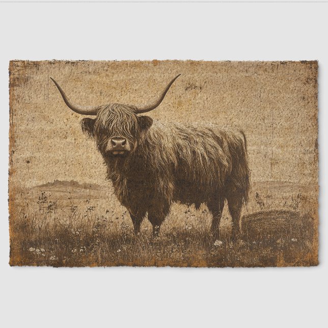 Rustic Highland Cattle Fiber Doormat (Front)