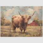 Rustic Highland Cow and Barn Decoupage