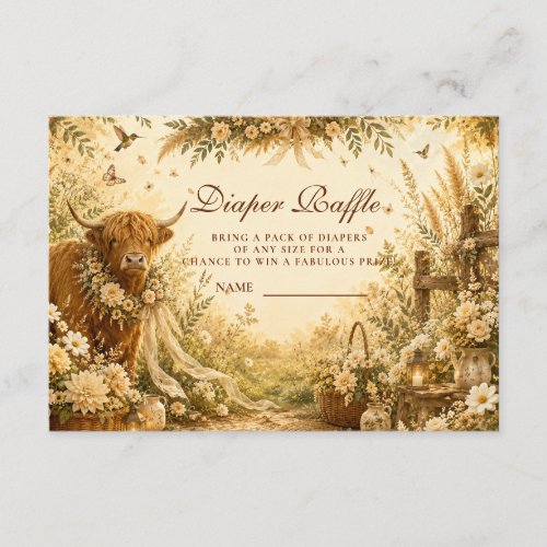 Rustic Highland Cow Boho Diaper Raffle Enclosure Card
