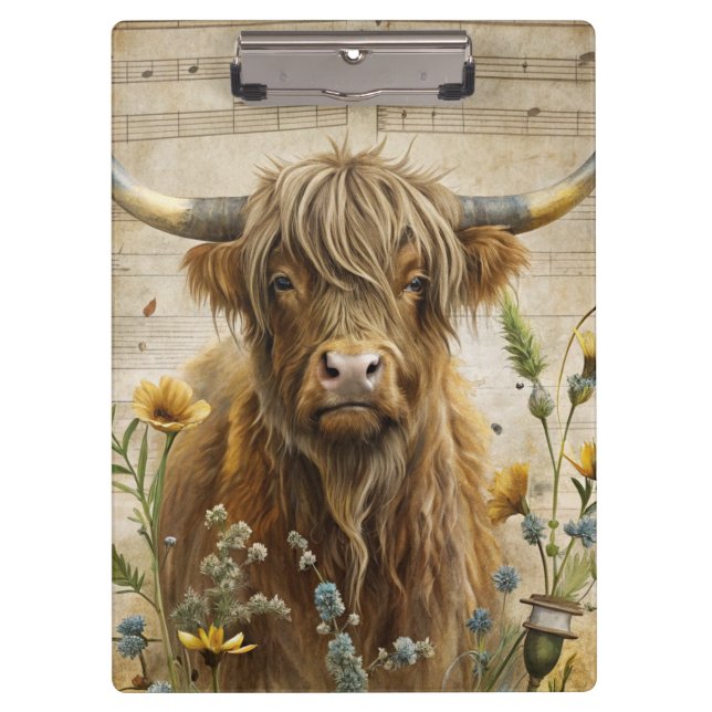 Rustic Highland Cow  Clipboard (Front)
