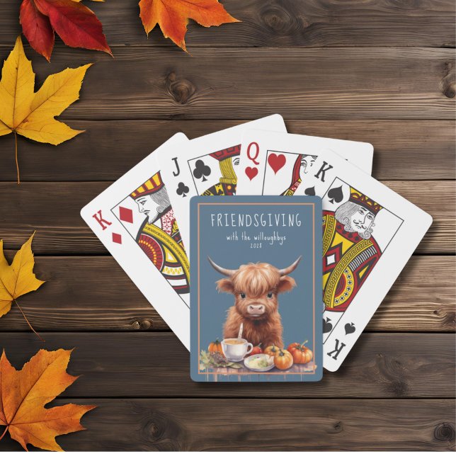 Rustic Highland Cow Friendsgiving  Poker Cards (Creator Uploaded)
