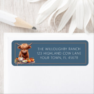 Rustic Highland Cow Friendsgiving Return Address Label