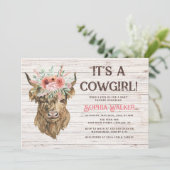 Rustic Highland Cow Girl Baby Shower Invitation (Standing Front)