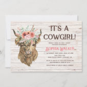 Rustic Highland Cow Girl Baby Shower Invitation (Front)