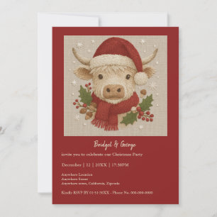  Rustic Highland Cow & Santa Hat christmas party