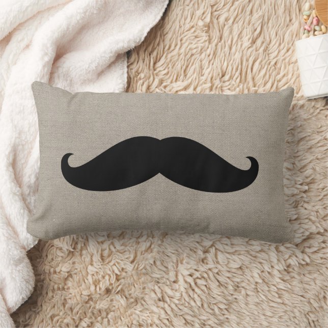 Rustic Hipster Mustache Lumbar Pillow (Blanket)