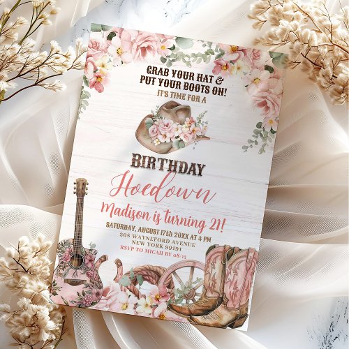 Rustic Hoedown Cowgirl Birthday Party Invitation
