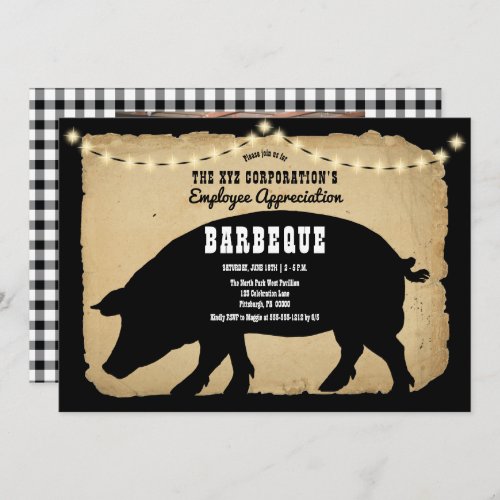 Rustic Hog Company Employee Appreciation BBQ Invitation