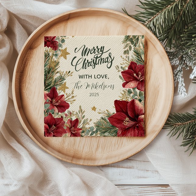 Rustic Holiday Amaryllis Christmas Napkins (Creator Uploaded)