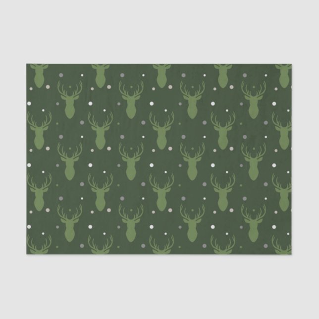 Rustic Holiday Antlers Greens Tissue Paper (Front)