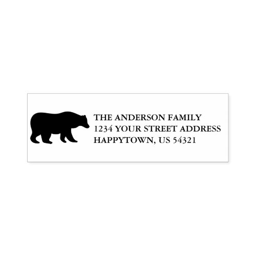 Rustic Holiday Bear Family Name Return Address Self_inking Stamp