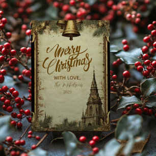 Rustic Holiday Bells Christmas Card