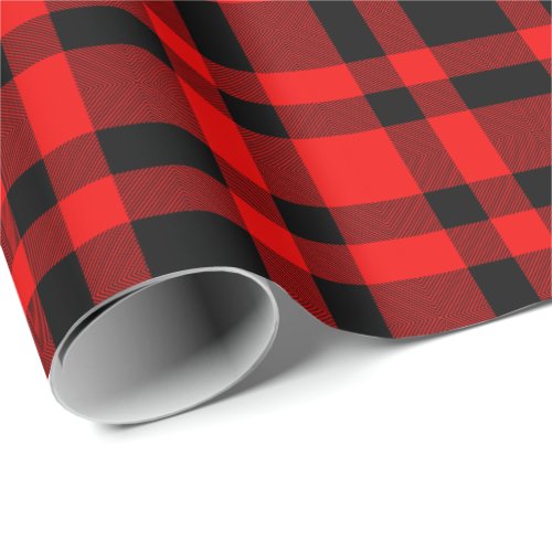 Rustic Holiday Black Watch Plaid Pattern Christmas Wrapping Paper