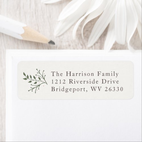 Rustic holiday branches return address label