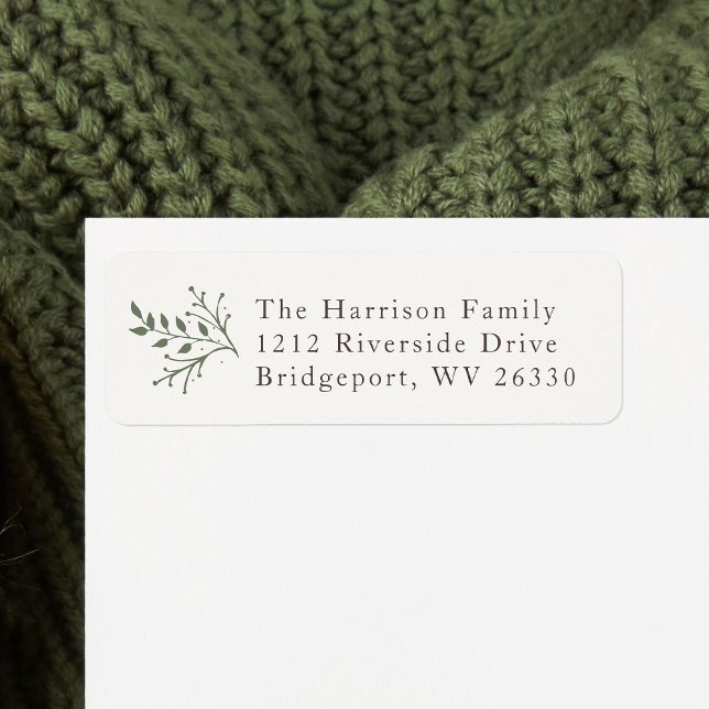 Rustic holiday branches return address label (Creator Uploaded)