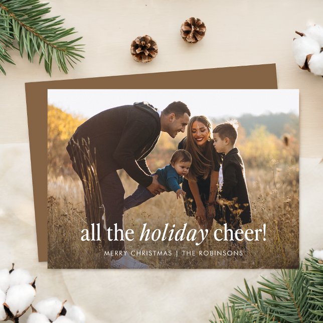 Rustic Holiday Cheer Family Photo Christmas Card (Creator Uploaded)
