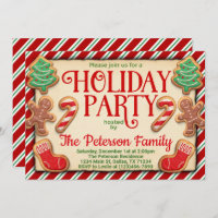 Rustic Holiday Christmas Party Invitation Invite