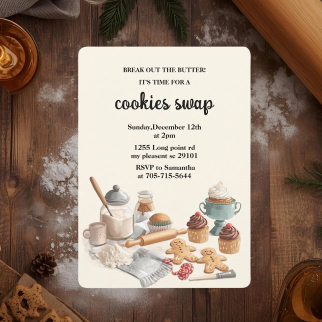 Rustic Holiday Cookie Swap | Cozy Christmas  Invitation (Creator Uploaded)