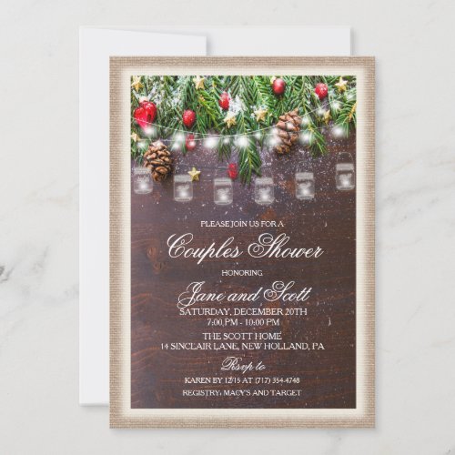 Rustic Holiday Couples Shower Invitation