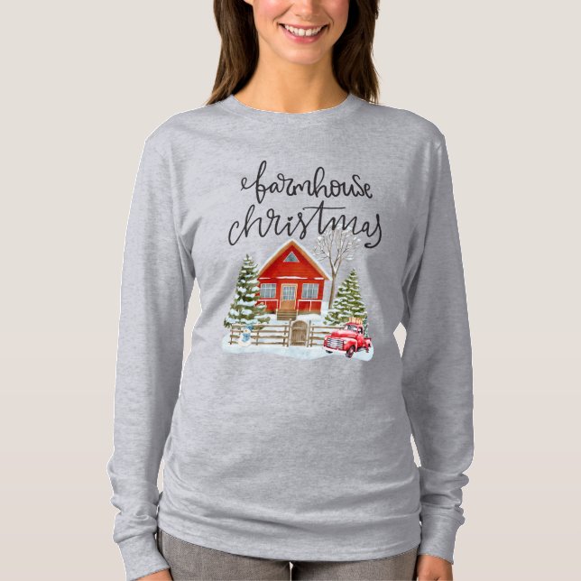 Rustic Holiday Farmhouse Christmas T-shirt (Front)