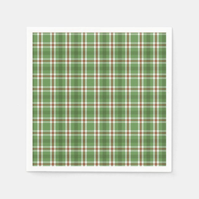 Rustic Holiday Green Plaid Classy Country Custom Napkins (Front)