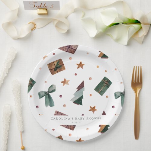 Rustic Holiday Little Bundle of Joy Baby Shower Paper Plates