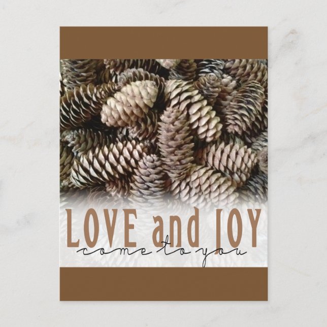 Rustic Holiday Love and Joy Pine Cone (Front)