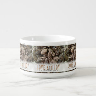 Rustic Holiday Love and Joy Pine Cone Bowl