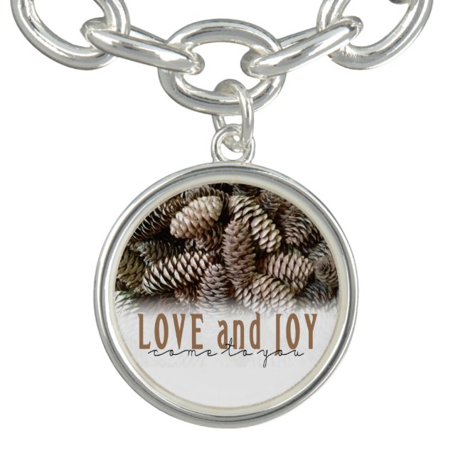 Rustic Holiday Love and Joy Pine Cone Bracelet (Design)