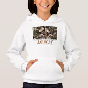 Rustic Holiday Love and Joy Pine Cone Hoodie