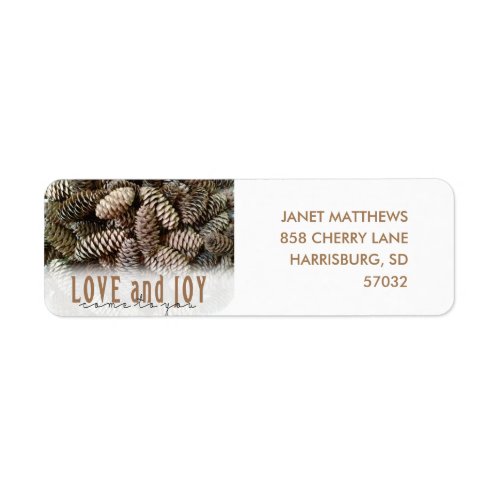 Rustic Holiday Love and Joy Pine Cone Label