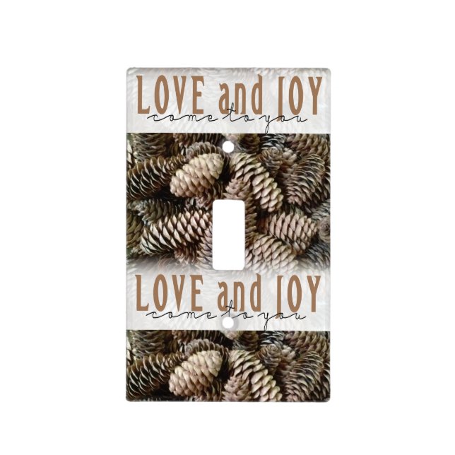 Rustic Holiday Love and Joy Pine Cone Light Switch Cover (Front)