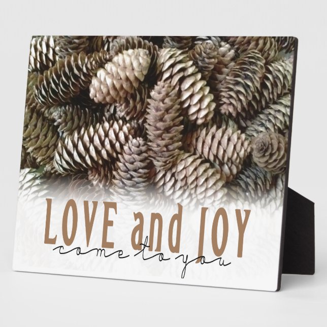 Rustic Holiday Love and Joy Pine Cone Plaque (Side)