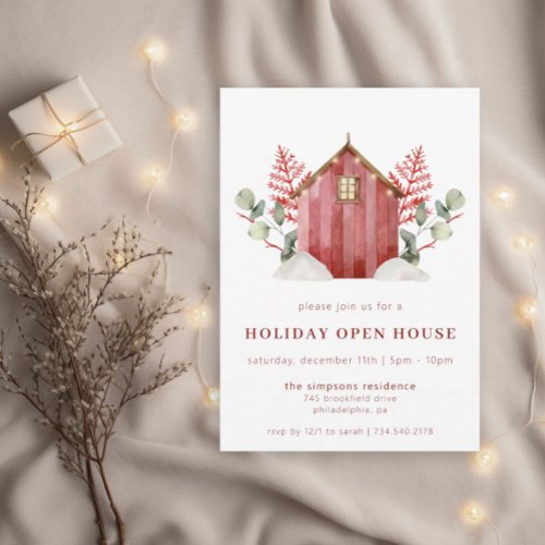 Rustic Holiday Open House  Christmas Party Invitation